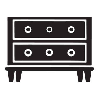 Orta Çağ Modern Çekmece Sandığı ve Komidinin Siluet Çizimi