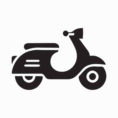Klasik Vintage Scooter Siluet Çizim Vektörü Grafiksel