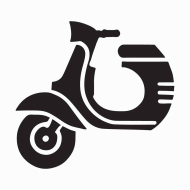 Klasik Vintage Scooter Siluet Çizim Vektörü Grafiksel