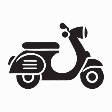 Klasik Vintage Scooter Siluet Çizim Vektörü Grafiksel