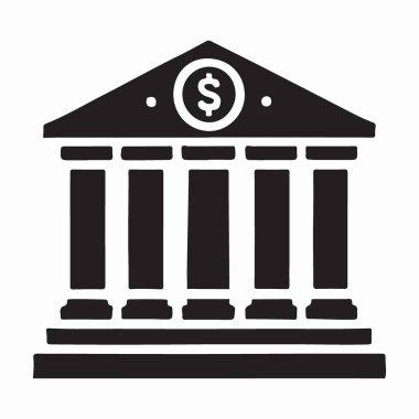 Finansal Kurum Binası Siluet İllüstrasyonu
