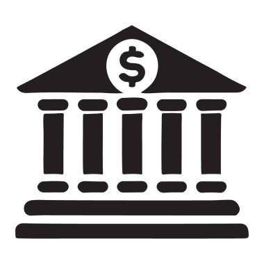 Finansal Kurum Binası Siluet İllüstrasyonu