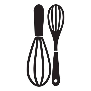 Gerekli Fırın Aletleri çırpma ve Kaşık Silüeti Çizimi