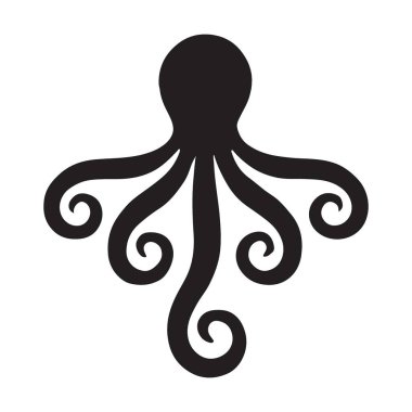 Zarif Siyah Ahtapot Silüet Görüntü Vektörü Grafik