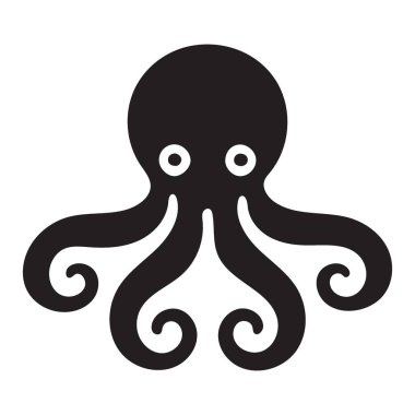 Zarif Siyah Ahtapot Silüet Görüntü Vektörü Grafik