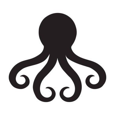 Elegant Black Octopus Silhouette Illustration Vector Graphic clipart