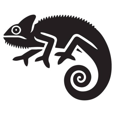 Zarif Siyah Bukalemun Görüntü Vektör Grafik Tasarımı