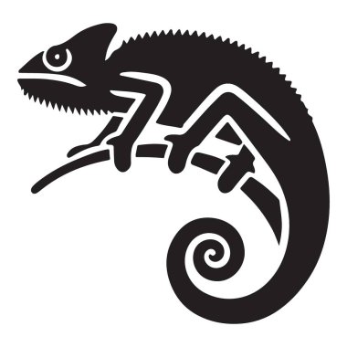 Zarif Siyah Bukalemun Görüntü Vektör Grafik Tasarımı