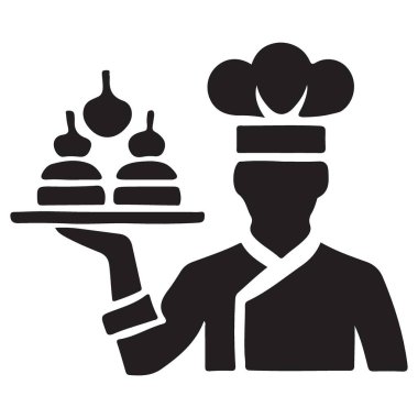 Usta Şef Siluet Görüntü Sunar Lezzetli Tatlı