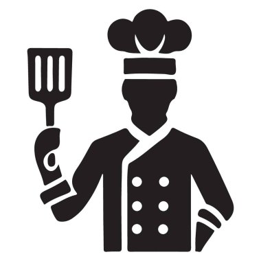 Profesyonel Şef Siluet Çizimi Bir Spatula Tutuyor