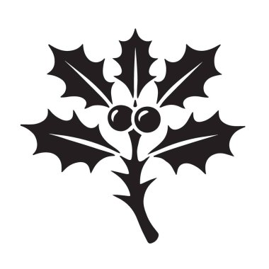 Seçkin Siyah Siluet Holly Sprig Tatil Tasarımları İllüstrasyonu