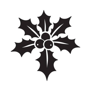 Seçkin Siyah Siluet Holly Sprig Tatil Tasarımları İllüstrasyonu