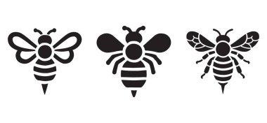 Arı Siluetinin Üç Farklı Tarzı Vektör Resimleri