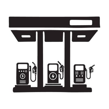 Benzin istasyonu ikonu. Web için benzin istasyonu vektör simgelerinin basit illüstrasyonu