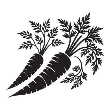 Vektör el çizimi havuç çizimi. siyah ve beyaz resimleme