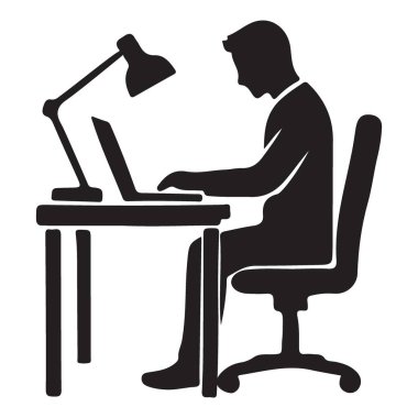 bilgisayarda çalışan iş adamı.