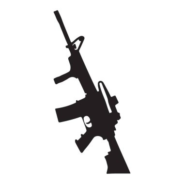 Tüfek ikonlu silah. Siyah vektör çizimi. beyaz arkaplan.