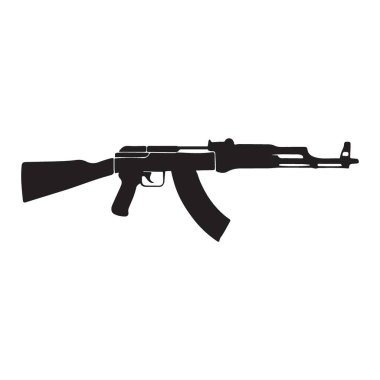 Tüfek ikonu. Beyaz arkaplanda izole edilmiş web tasarımı için tüfek vektör simgesinin basit çizimi