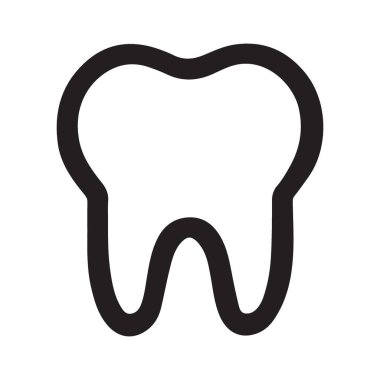 Diş çizgisi simgesi, taslak vektör işareti, beyaz üzerine izole edilmiş doğrusal resim. Diş sembolü, logo illüstrasyonu. düzenlenebilir vuruş