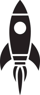 Roket Fırlatma Silüeti Simge Vektörü İllüstrasyonu