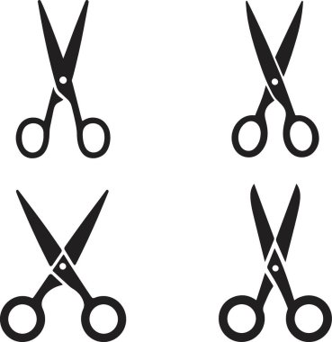 Makas simgesi seti, siyah