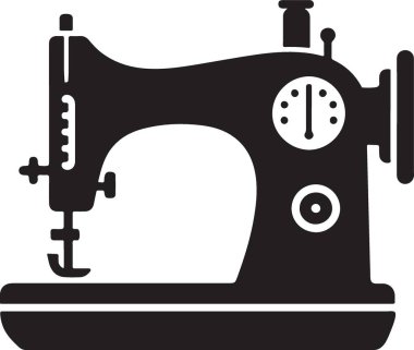 Vintage Sewing Machine Silhouette Illustration Design Element for Craft Projects clipart