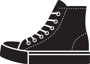 Şık Siyah Siluet Yüksek Spor Ayakkabı Klasik Kanvas Ayakkabı Tasarımı