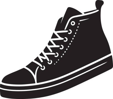 Şık Siyah Siluet Yüksek Spor Ayakkabı Klasik Kanvas Ayakkabı Tasarımı