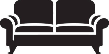 Ev Dekorasyonu İçin Zarif Siyah Siluet Kanepe Çizimi