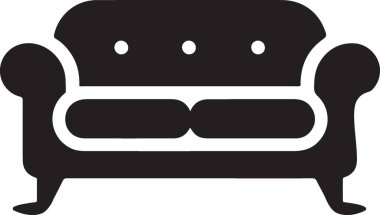 Ev Dekorasyonu İçin Zarif Siyah Siluet Kanepe Çizimi