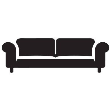 Ev Dekorasyonu İçin Zarif Siyah Siluet Kanepe Çizimi