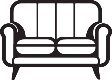 Ev Dekorasyonu İçin Zarif Siyah Siluet Kanepe Çizimi