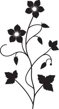 beyaz arkaplanda siyah çiçek, vektör illüstrasyonu