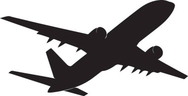 vektör siyah uçak simgesi beyaz arkaplanda izole edildi