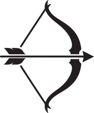 Zarif Siyah Siluet Yay ve Ok Çizim Tasarımı