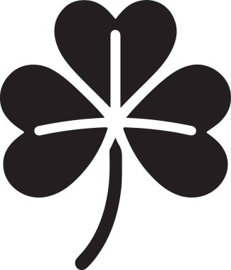 Zarif Siyah Siluet Dört Yaprak Yonga İllüstrasyonu