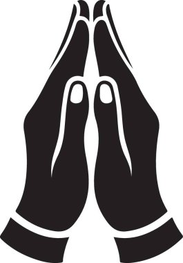 Beyaz arkaplanda dua eden eller simgesi