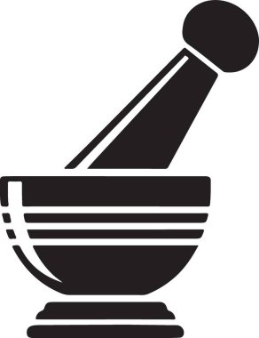 Havan ve Pestle Siluet Görünümü Öğütücü Bitkiler ve Baharatlar İçin Klasik Bir Araç