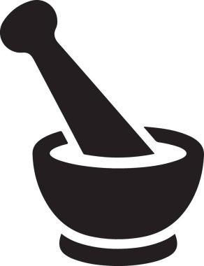 Havan ve Pestle Siluet Görünümü Öğütücü Bitkiler ve Baharatlar İçin Klasik Bir Araç