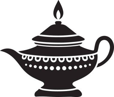 Zarif Siyah Siluet Yağ Lambası Tasarım Projeleri İllüstrasyonu