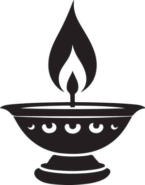 Zarif Siyah Siluet Yağ Lambası Tasarım Projeleri İllüstrasyonu