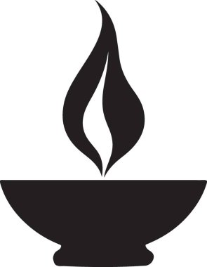 Zarif Siyah Siluet Alevi Bir Bowl Çizim Tasarımı