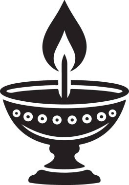 Zarif Siyah Siluet Alevi Bir Bowl Çizim Tasarımı