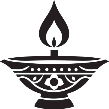 Zarif Siyah Siluet Alevi Bir Bowl Çizim Tasarımı