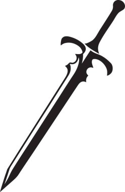 Siyah kılıç, illüstrasyon, beyaz arkaplanda vektör.