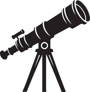 Beyaz arkaplanda basit tasarım vektörü olan teleskop simgesi