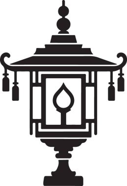 Çin feneri ikonu. Beyaz arkaplanda izole edilmiş web tasarımı için Asya fener vektör simgesinin basit çizimi