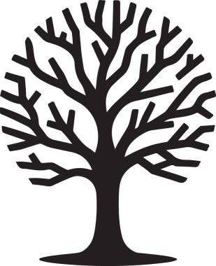 Ağaçlar, siluet simgesi vektör illüstrasyon tasarımını dallandırır