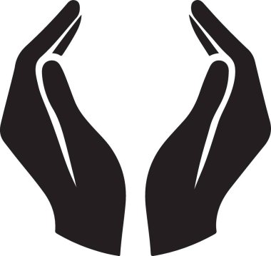 İnsan eli vektör simgesi. Siyah illüstrasyon beyaz arkaplanda izole edildi. İnsan el ikonu tasarımı. el bakımı sağlık simgesi