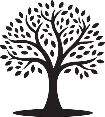 Yapraklı ağaç, illüstrasyon, vektör, beyaz arkaplanda.